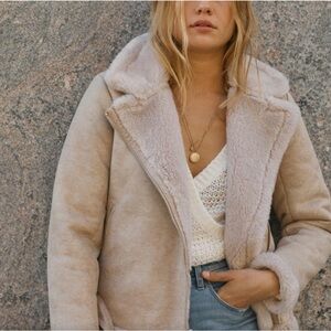 Abercrombie Tan Sherpa Shearling Jacket XS